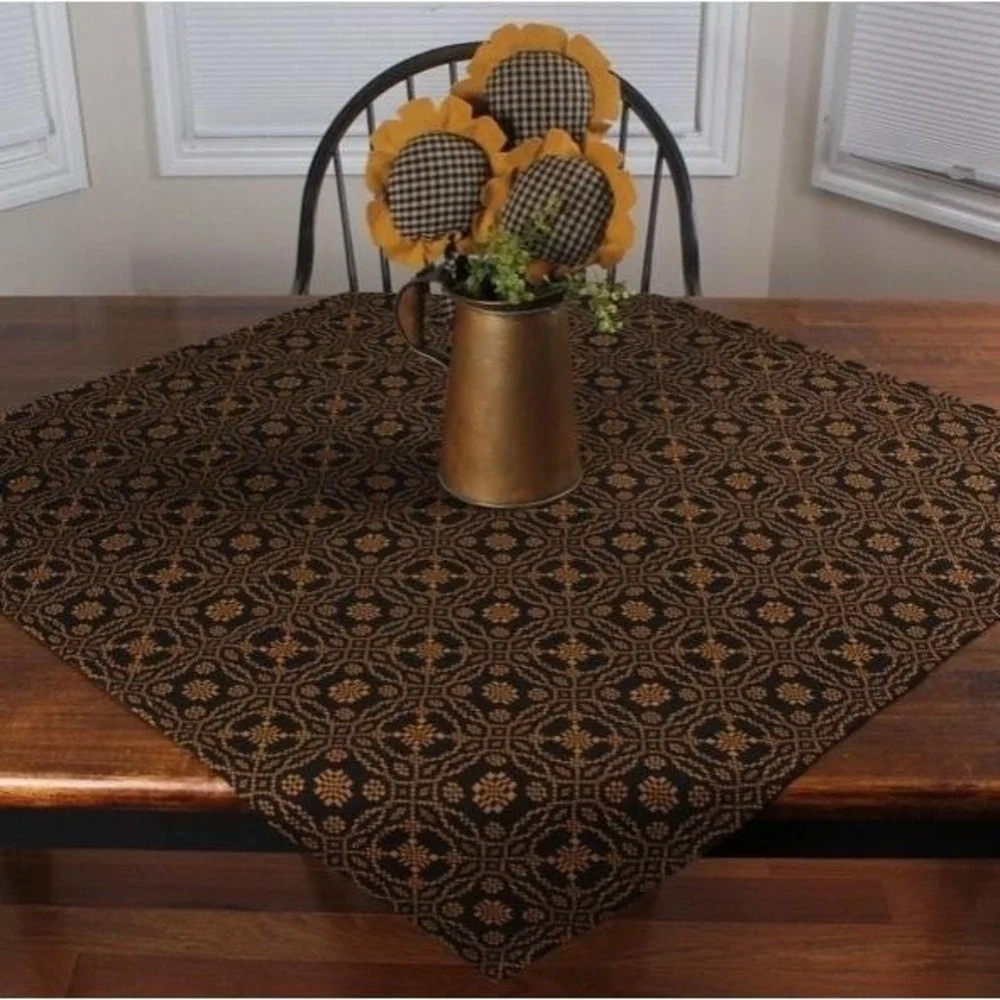 Primitive Colonial Lover's Knot Coverlet Table Square 36
